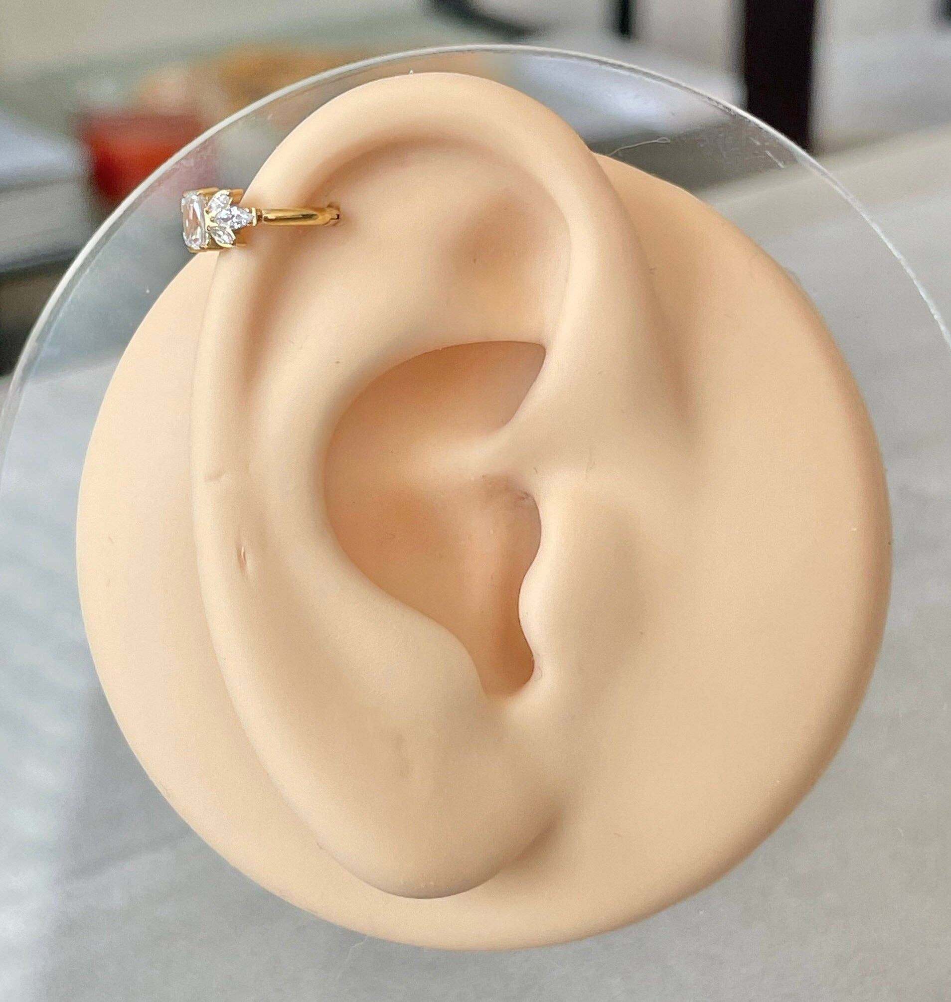 Elara Body Jewelry - Wholesale Single Earring - Gold Helix or Conch Earring (16G | 8mm or 10mm | Titanium | Gold or Silver)2