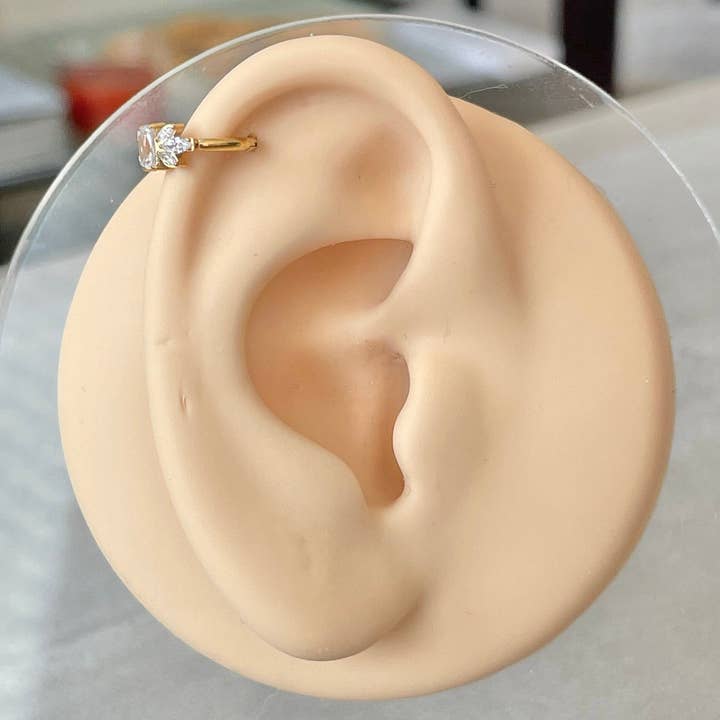 Elara Body Jewelry - Wholesale Single Earring - Gold Helix or Conch Earring (16G | 8mm or 10mm | Titanium | Gold or Silver)2