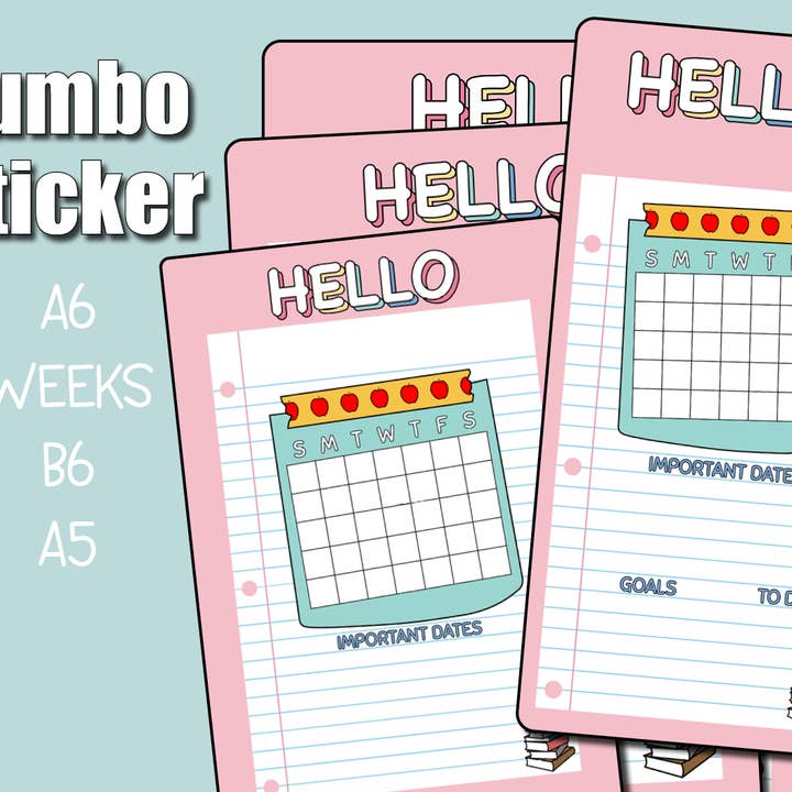 Undated Back to School Monthly Jumbo Sticker for wholesale by Shine Sticker Studio