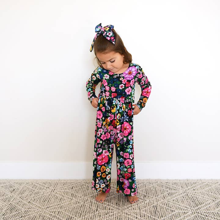 Gigi and Max - Wholesale Jumpsuit - Baby - Cassandra WIDE LEG ROMPER Bamboo Floral Kids Clothing Outfit2