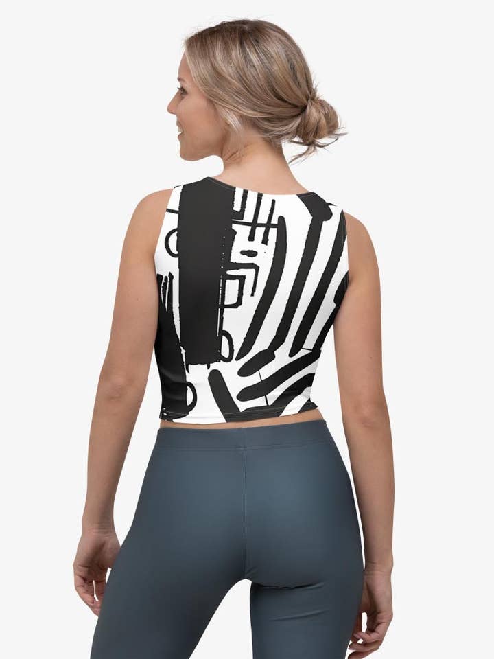 Printed Crop Top "Black and Wow" Black/White for wholesale by Loony Legs