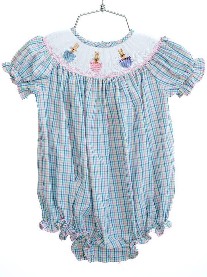 Easter Bunny in Eggs Smocked Birdie Bubble for wholesale by Ruth and Ralph