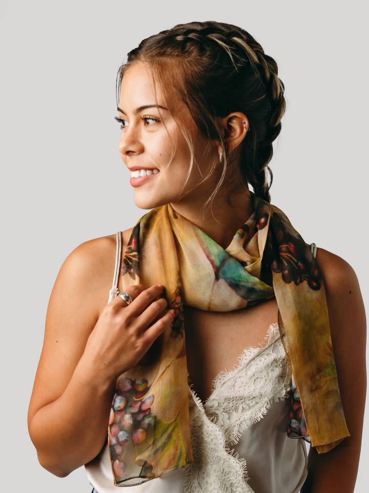 Winery Silk Scarf - Sciarpa vigna - Trasparente per la vendita all'ingrosso da parte di Silk Squirrel