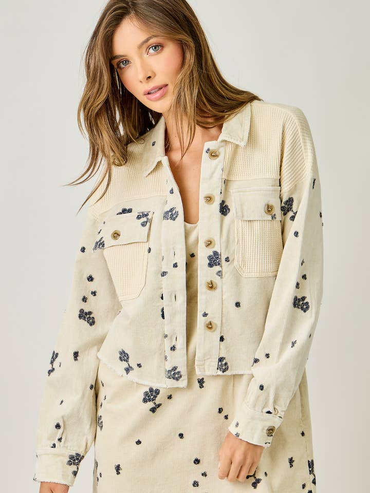 61244 Washed Embroidery Mixed Jacket for wholesale by Mystree