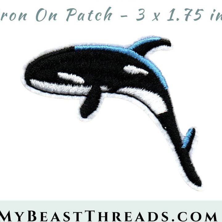 Orca Embroidered Patch - RTS for wholesale by Beast Threads LLC