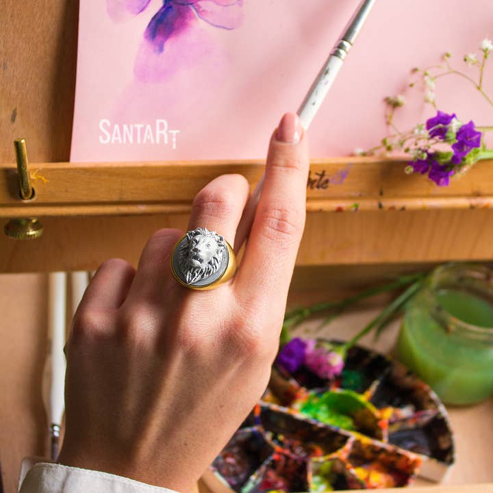 Santart – Anel de cocktail/declaração por atacado – Anel Leão2