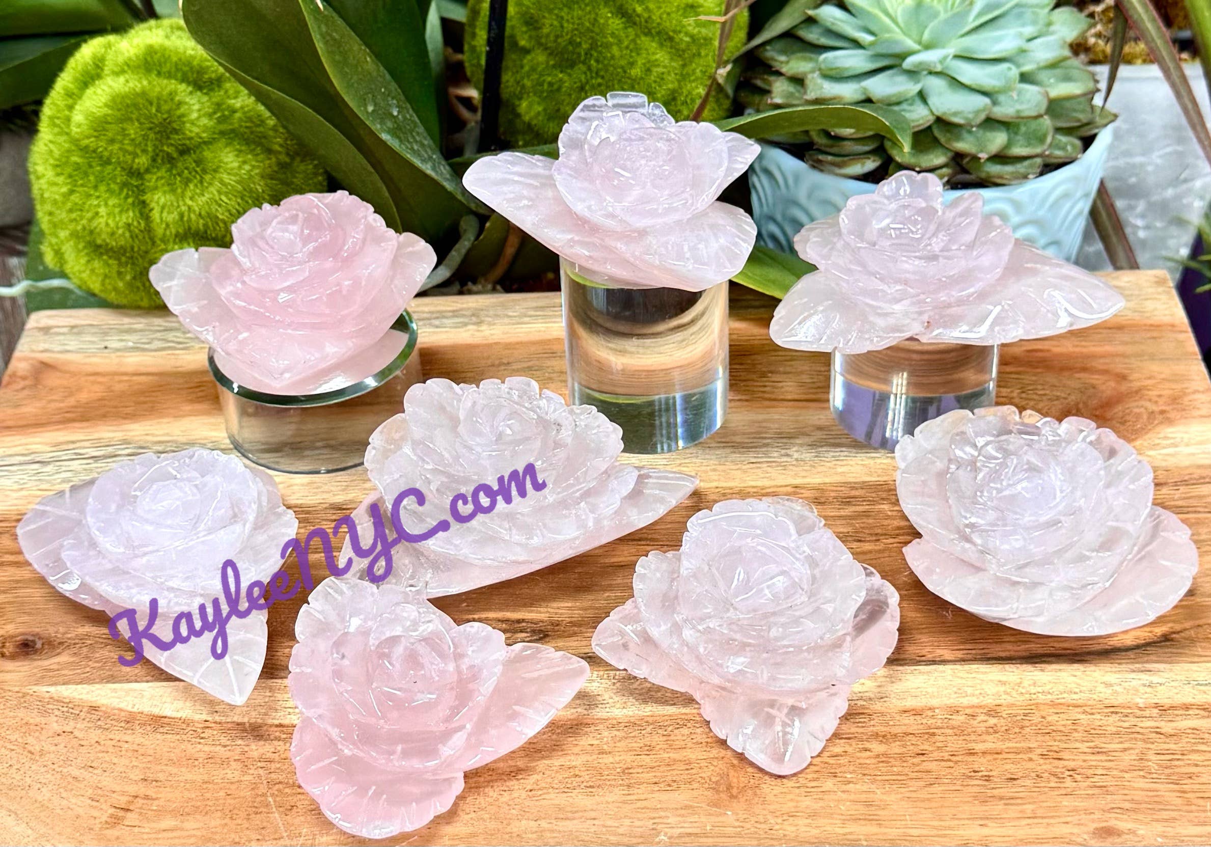 KayleeNYC - Wholesale Spiritual Stone/Crystal - 5-8 pcs Natural Rose Quartz Roses Healing Energy8