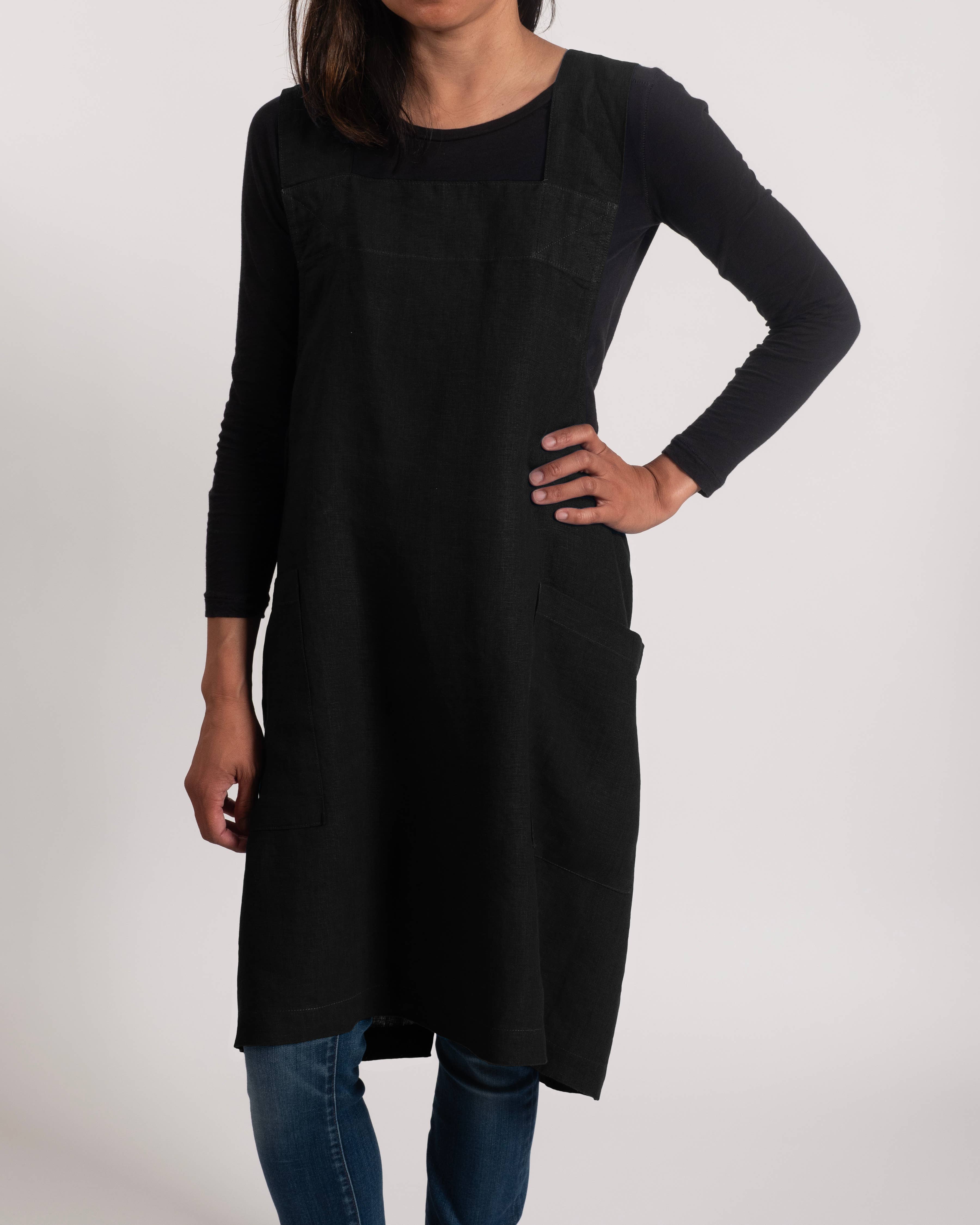 KAF Home - Wholesale Apron - KAF Home Firenze Stone Washed Linen Cross Back Smock Apron2