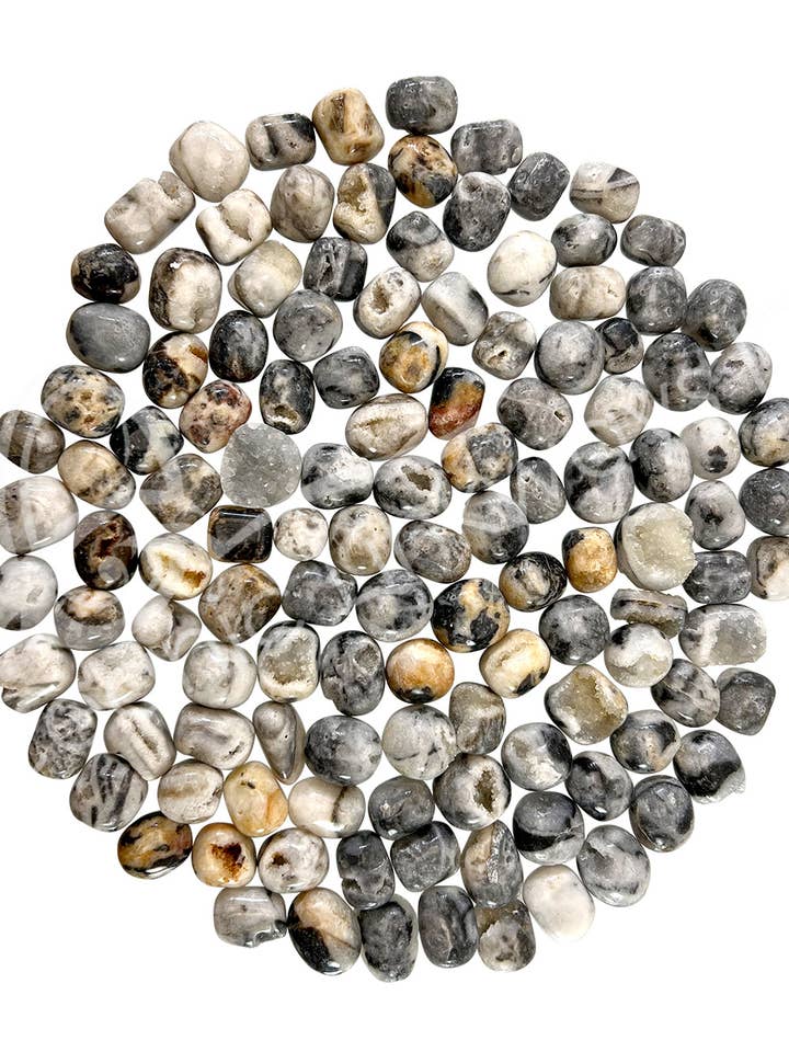 (KG)TUMBLED STONES - AGATE, DENDRITIC WITH DRUSE 20-30 MM for wholesale by Oceanic Linkways Inc