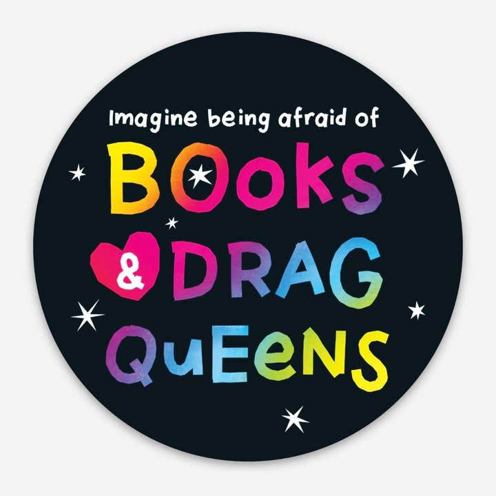 Sticker met boeken en Drag Queens voor wholesale door Anna Totten