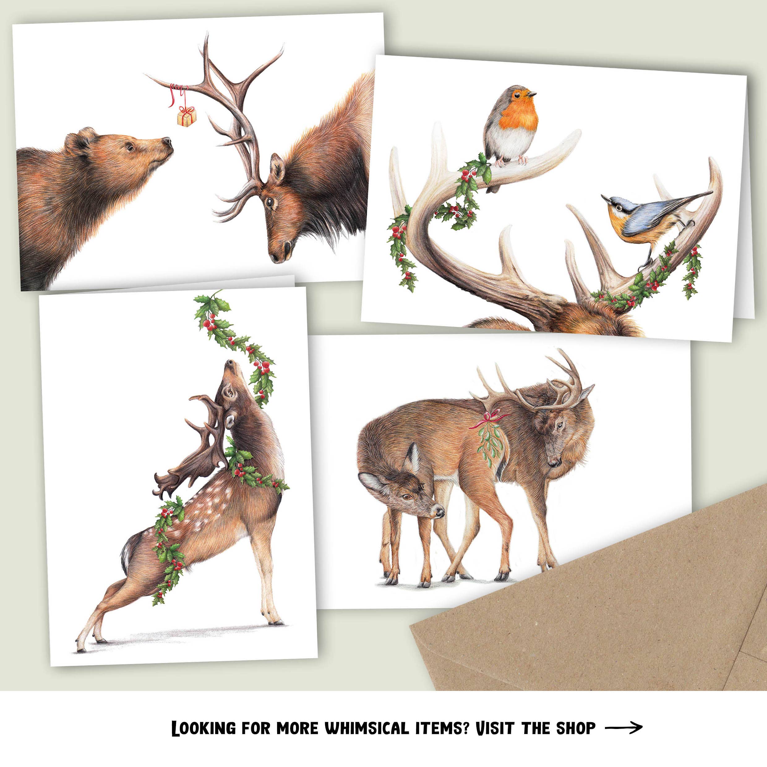 Beast of Paradise – wholesale Julkort – Hjort julkort, Djur gratulationskort, Whitetail rådjur4
