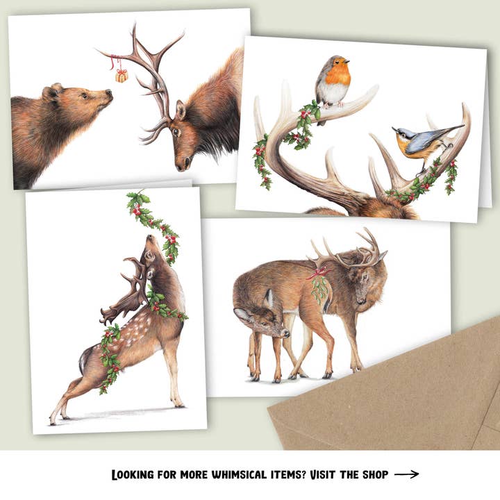 Beast of Paradise – Großhandel Weihnachtskarte – Hirsch-Weihnachtskarte, Tier-Grußkarten, Weißwedelhirsch4