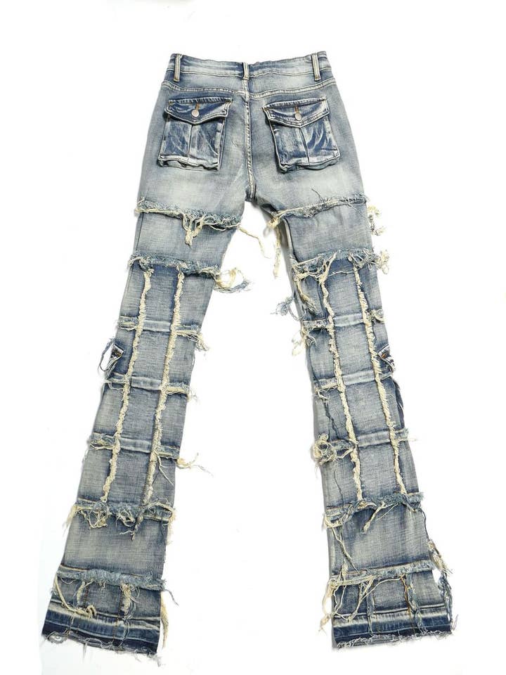 Cooper 9 - Wholesale Jeans - Men's - 504 Destroyer Cargo Stack Jeans Light Wash
