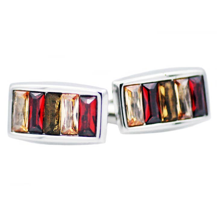 Botões de punho em aço inoxidável com cristais multicoloridos por atacado de Blackjack Mens Jewelry