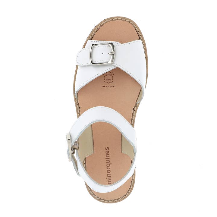 Avarca Schnalle Blanco aus Leder - Sommersandale für den Großhandel von Minorquines