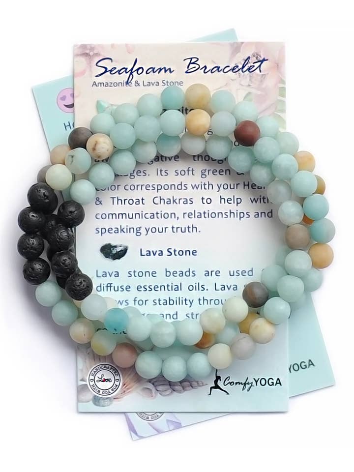 Seafoam Aroma Bracelet - Handmade Lava Stone Bracelet for wholesale by Comfy Yoga