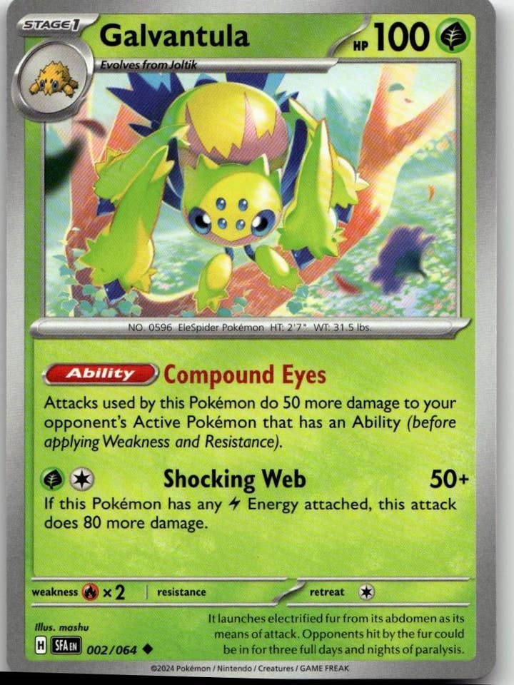 Pokémon SV: Fábula Enmascarada - Galvantula #002/064 para venta al por mayor de Chronic Cards