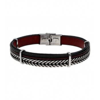 Liska - Vendita all'ingrosso Bracciale a polsino - Bracciale in pelle e acciaio