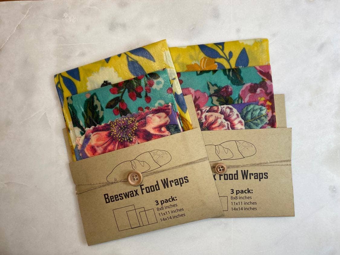 GreenLife Apothecary - Wholesale Food Storage Wrap/Bag - 3 PACK Beeswax Food Wrap, Random Pattern, eco friendly1