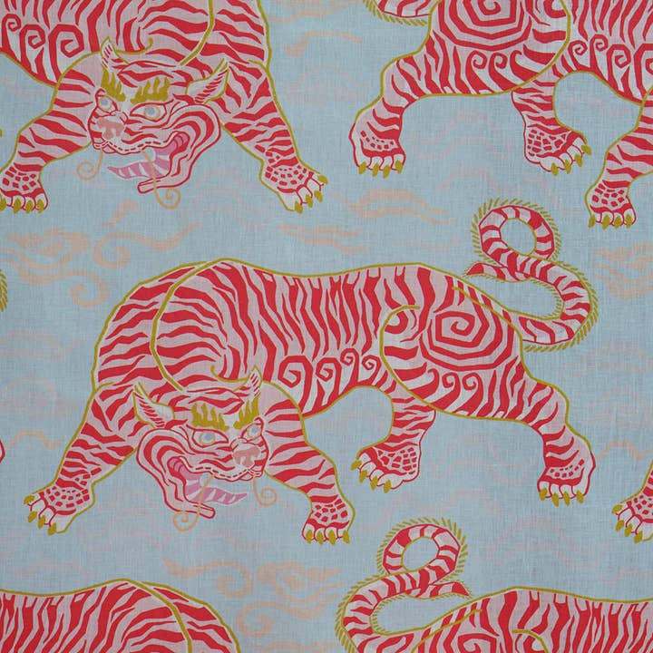 Post House - Wholesale Throw/Decorative Pillow - Tigers of Tibet Pillow in Aqua