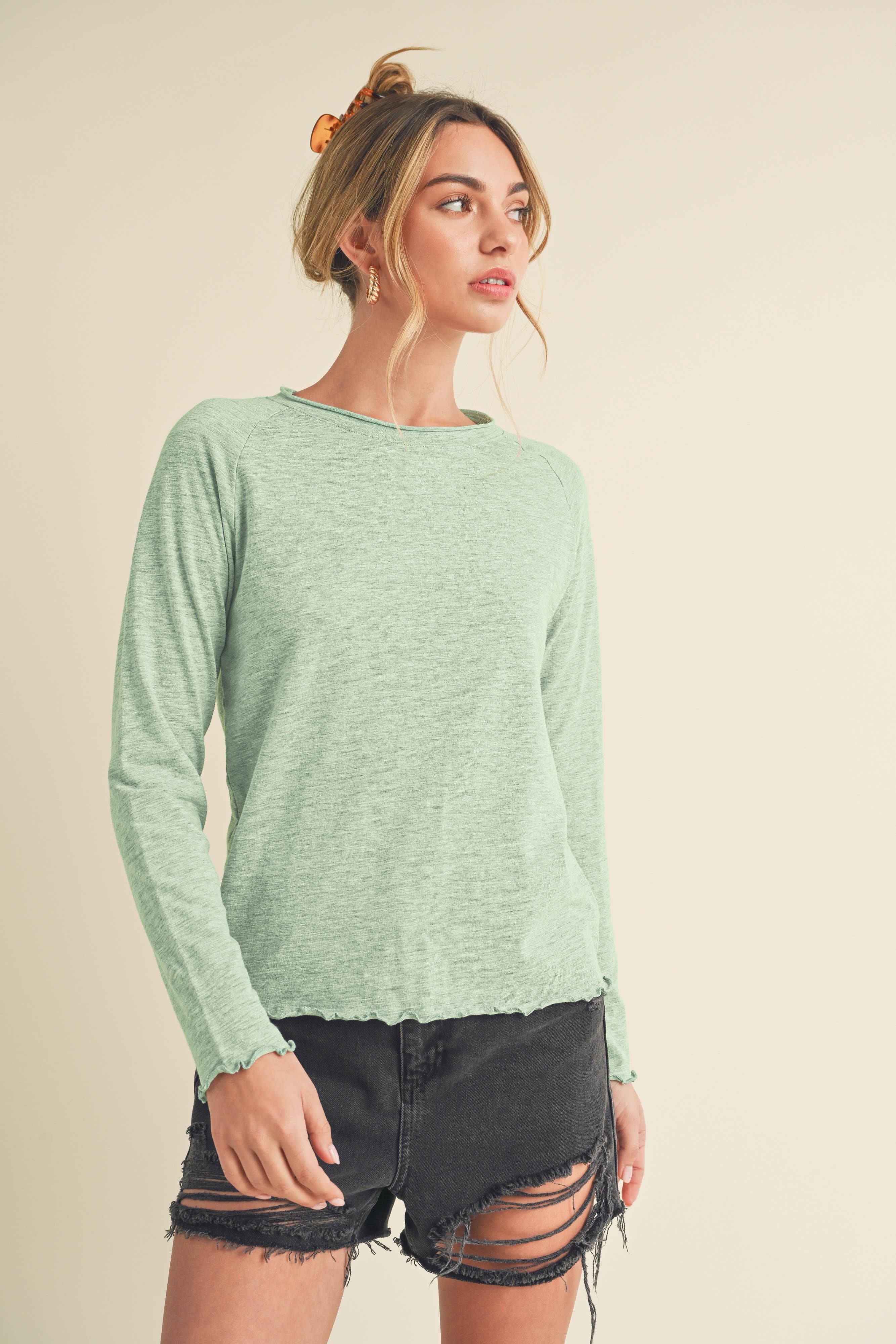 AEMI + CO - Wholesale Knit Top - Women's - 8288DN Gwen Baby Long Sleeve Top 546