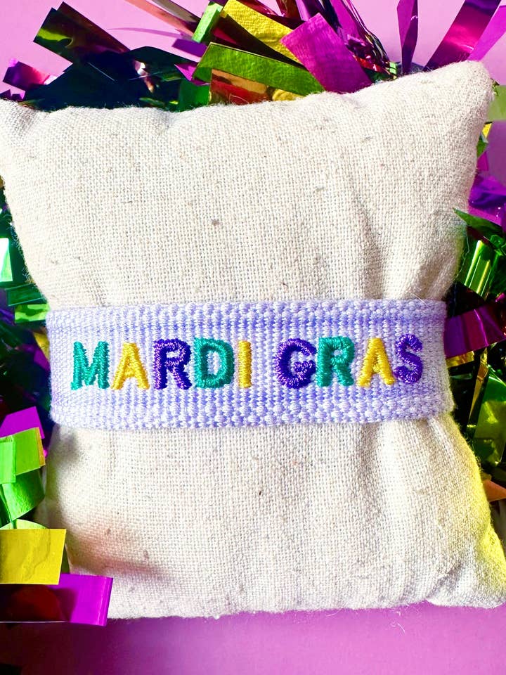 Mardi Gras Adjustable Woven Bracelet for wholesale by Sandy + Rizzo