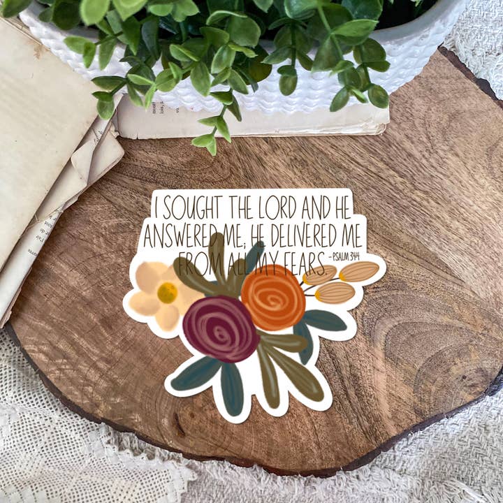 Autocollant Psaume 34 : 4 pour la vente par TaleMeCo