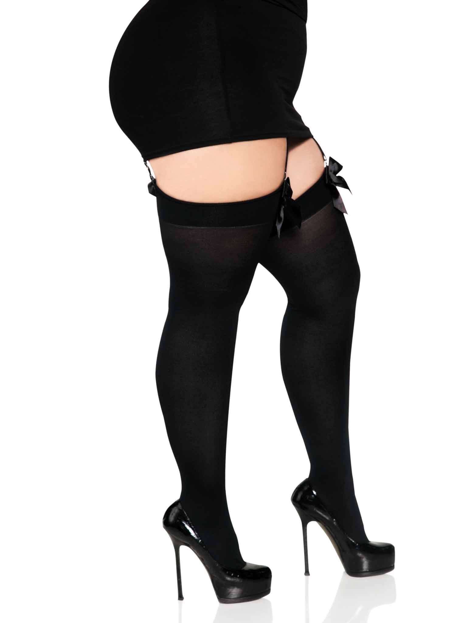 Leg Avenue - Wholesale Stockings - Women's - Kay Plus Satin Bow Thigh Highs2