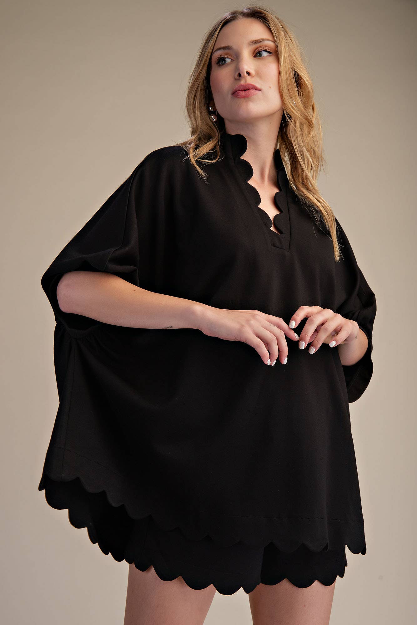 Glam - Wholesale Blouse - Women's - Scallop Neck Line Oversized Top12