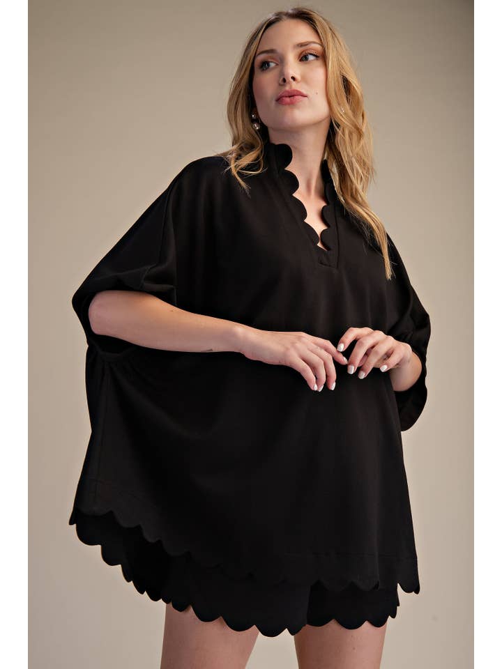 Glam - Wholesale Blouse - Women's - Scallop Neck Line Oversized Top12