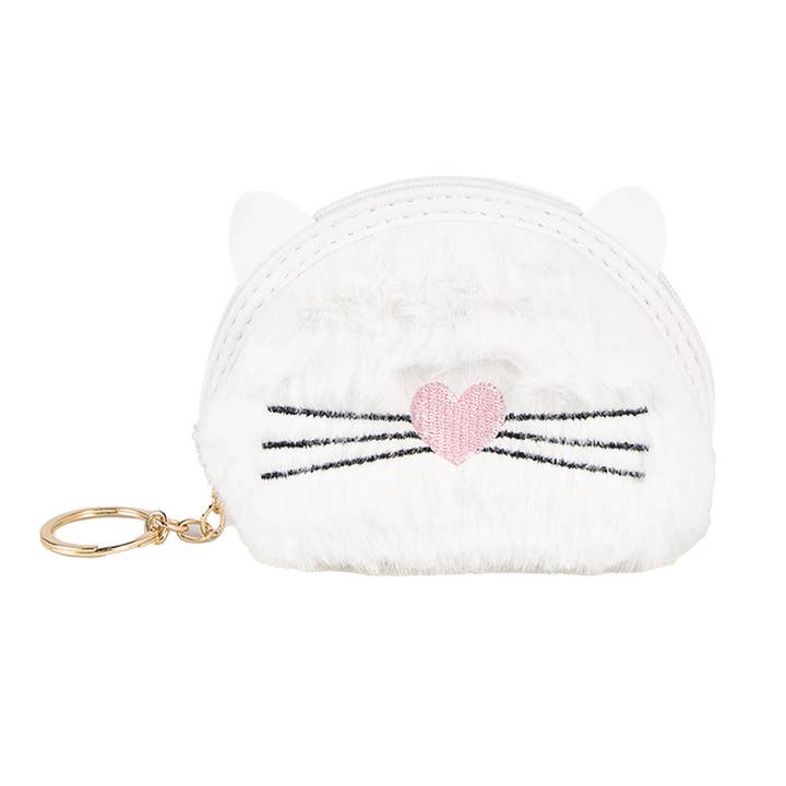 Clayre & Eef - Wholesale Wallet - Women's - JZWA0209 Wallet 12x9 cm White Synthetic Cat Makeup Bag