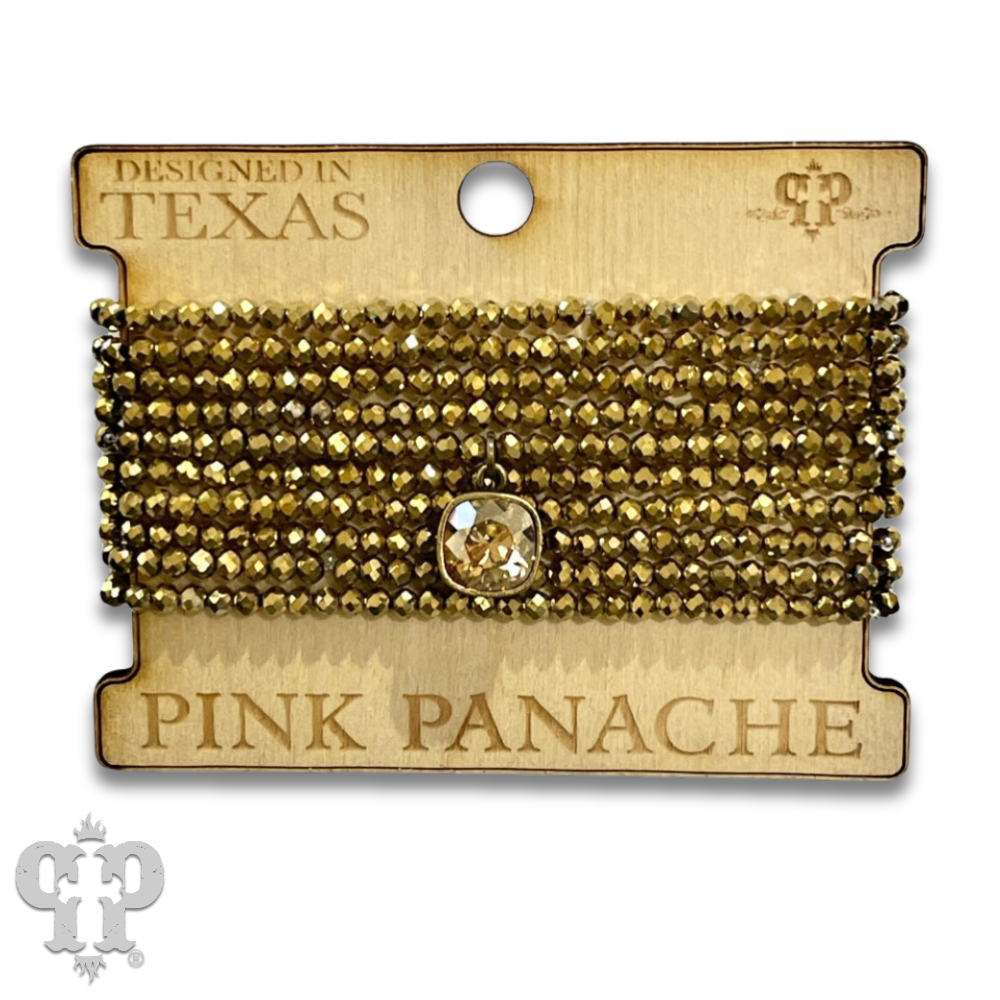 Pink Panache Brands - Wholesale Beaded Bracelet - Faceted small bead bracelet set with Austrian crystal - LC0