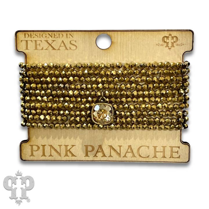 Pink Panache Brands - Wholesale Beaded Bracelet - Faceted small bead bracelet set with Austrian crystal - LC