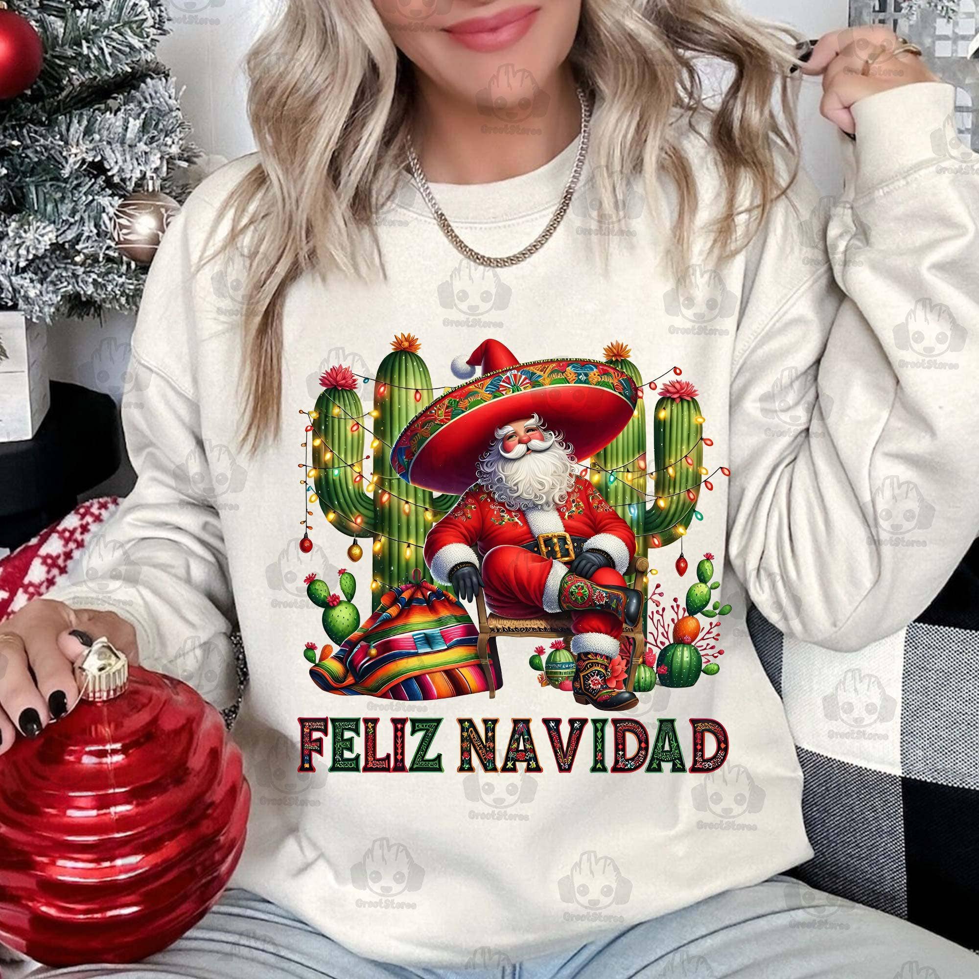 NVC Ecommerce LLC - Wholesale T-Shirt (Graphic) - Women's - Funny Feliz Navidad T-Shirt, Mexican Christmas Sweatshirt 1