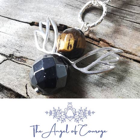 9 O Anjo da Coragem, Hematita e Pingente de Olho de Tigre por atacado de Rachel Peacock Crystal Healing and Jewellery