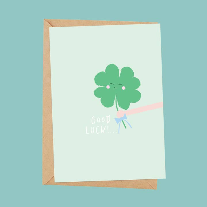 Clover Good Luck greetings card for wholesale by Ta doodle dah Stationery
