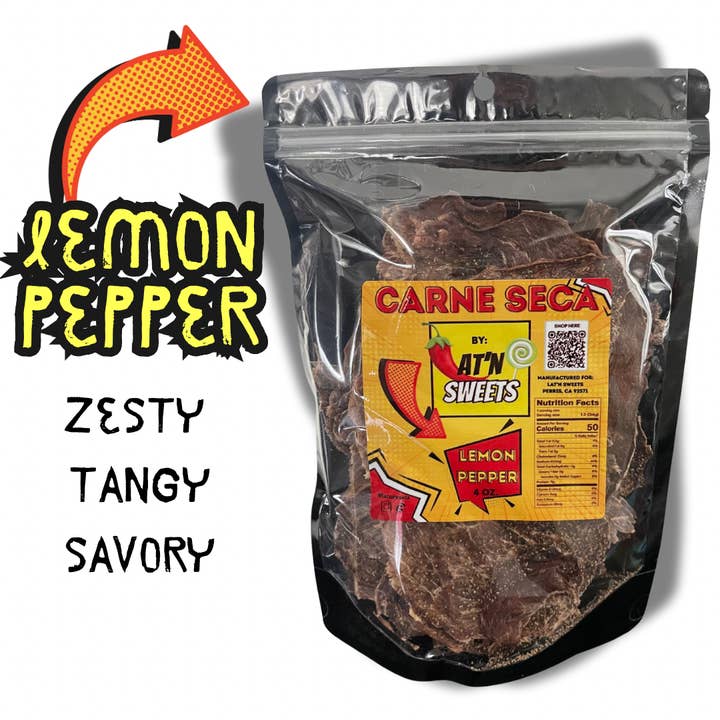 Carne Seca: Lemon Pepper 4 oz for wholesale by Lat’n Sweets