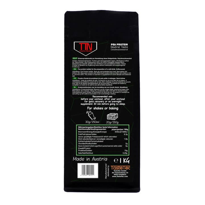 TasteTec - Genuss für Jedermann - Wholesale Protein/superfood powder - TTN pea protein pea protein isolate powder, 1kg zip bag1