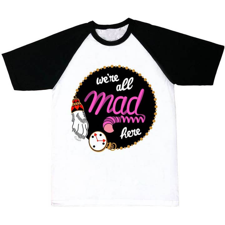 We'Re All Mad Here Black Sleeves T-Shirt By La Barbuda for wholesale by La Barbuda - No U.S. custom fees