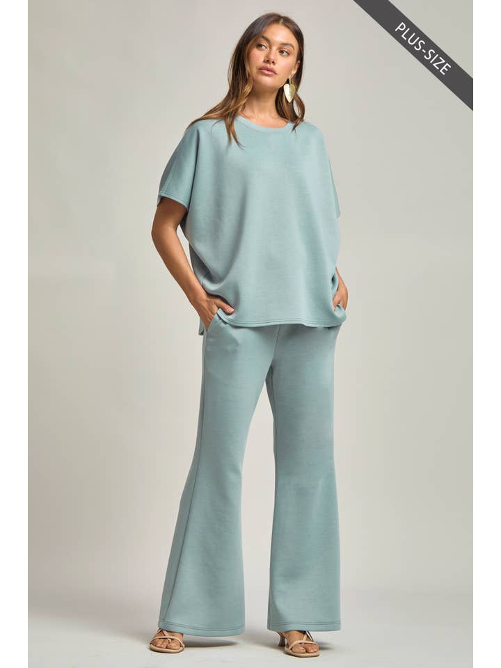 Dear Scarlett - Wholesale Top & Pant Set (NOT Loungewear) - Women's - PLUS SIZE Poncho Top + Bell Bottom Modal Set 9