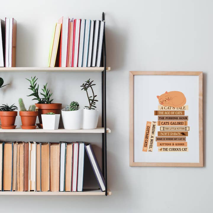 Chapter & Craft Studio - Wholesale Art Print - Cat Book Stack Art Print1
