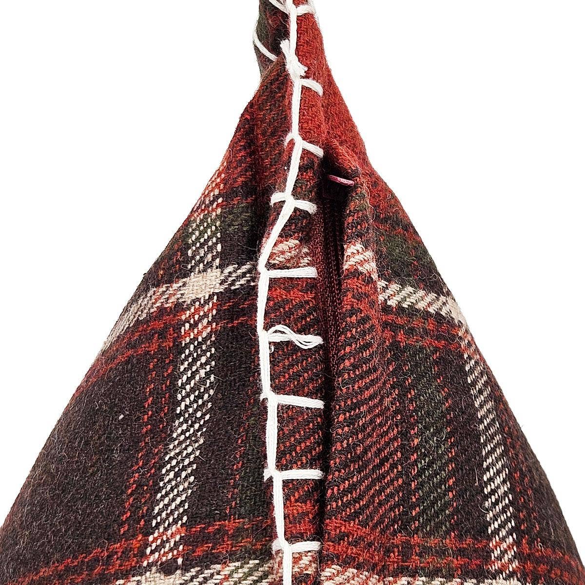 A&B Home Group Inc. - Wholesale Throw/Decorative Pillow - 18x18" Wool/Acrylic Cabin Pillow Brown/Burgunday Plaid3