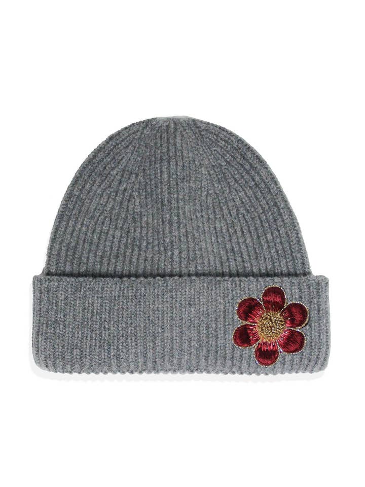 JEWEL HAT - GREY AND FLOWER BROOCH for wholesale by Aéle Paris