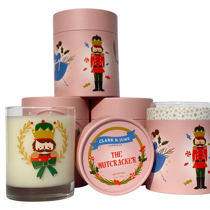 The Nutcracker 11oz Soy Holiday Candle | Warm Gingerbread for wholesale by Clark & June Candle Co.