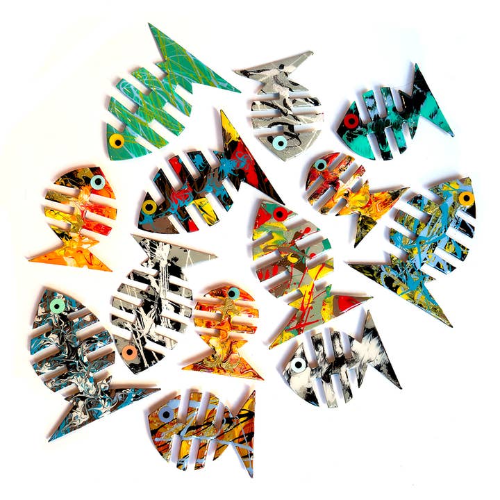 Friends Fish Magnets, The Elements (earth, air, fire, water) for wholesale by Cuccia Co.