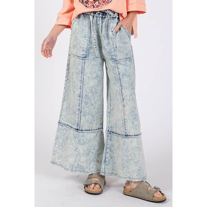 Sage + Fig - Wholesale Pants - Women's - MINERAL WASHED DENIM PANTS (SP7577)