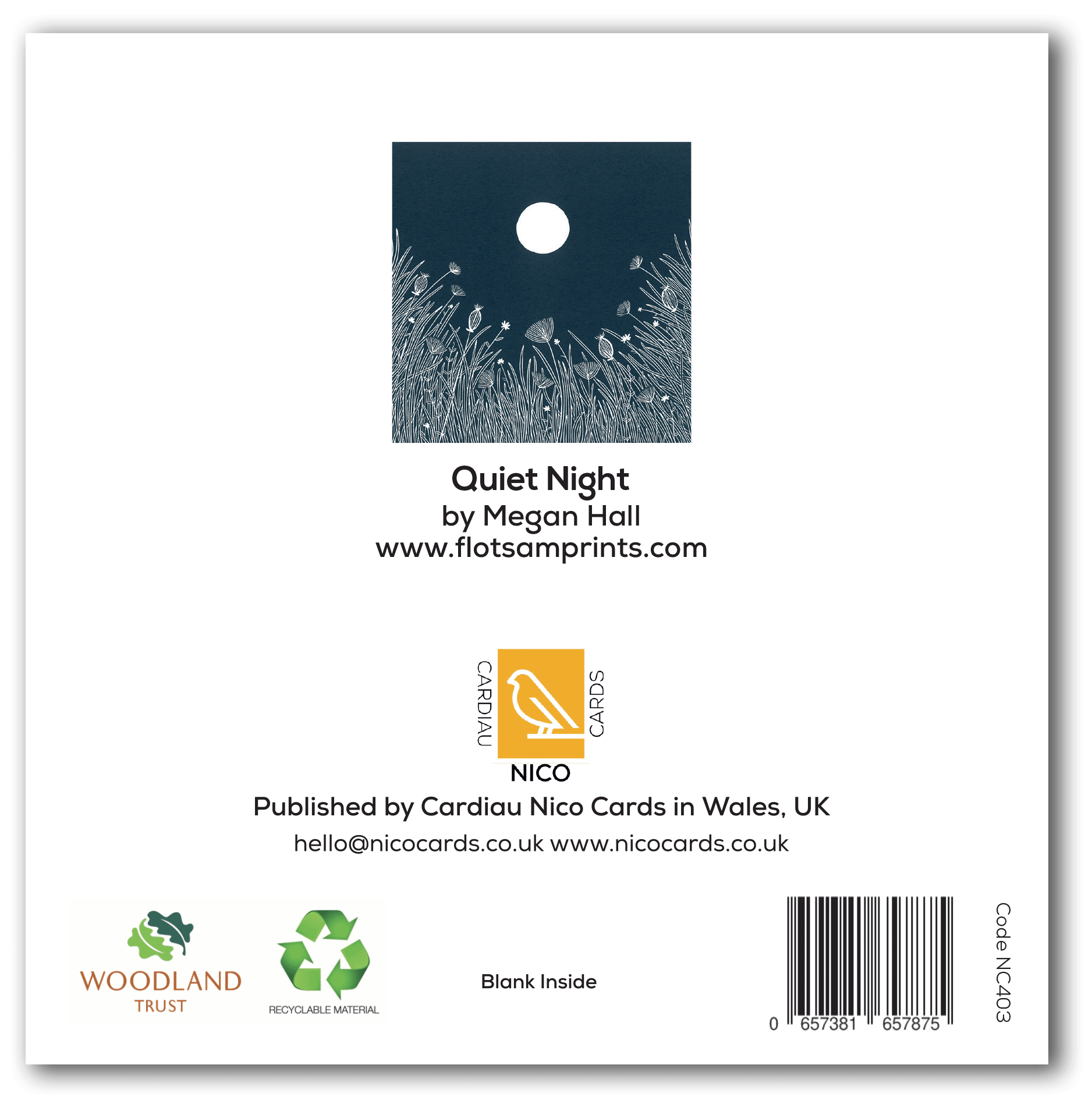 Cardiau Nico Cards – Großhandel Grußkarten für den Alltag – NC403 Ruhige Nacht - Megan Hall1