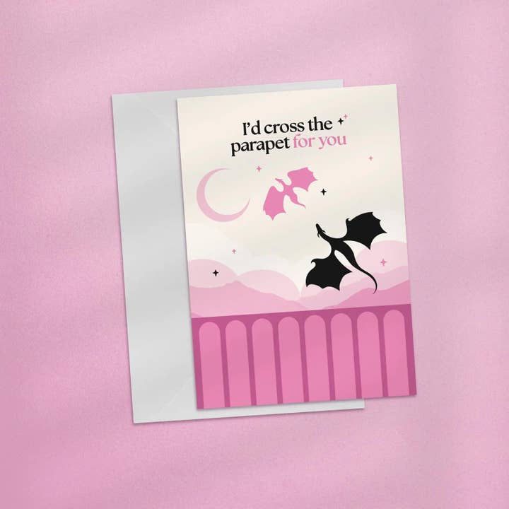I'd Cross The Parapet For You, Fourth Wing Anniversary Card for wholesale by Good Girls Book Club