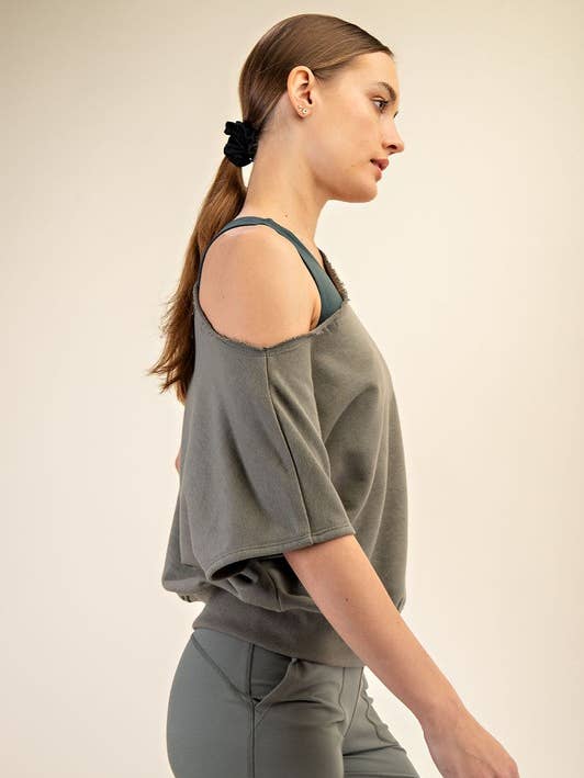 T0899PL37-TALLA GRANDE TOP DE FELPA FRANCESA CON HOMBROS DESCUBIERTOS para venta al por mayor de Sunday Morning