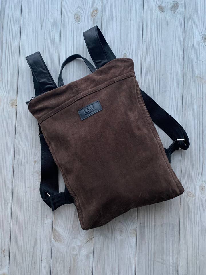 Zaino in pelle scamosciata, zaino a due colori, pelle per la vendita all'ingrosso da parte di LeaF